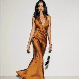Reformation Daniela Copper Silk Dress Regular fit, size 10